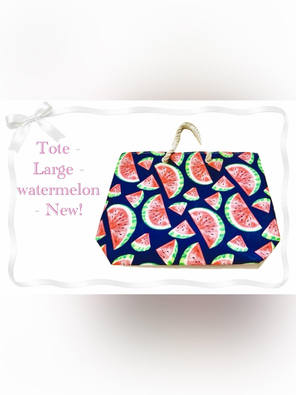 Tote bag - beach tote - watermelon slices - brand new w/o tags. 16"hx21"w
